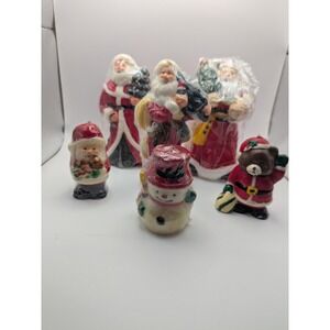 Lot of 6 Vintage Christmas Candles Snowman 4 Santas Bear Unlit